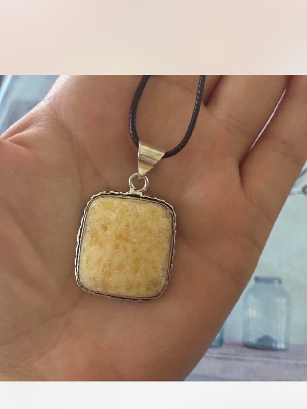 925 Silver Argonite Gemstone Vintage Style Cord Necklace
